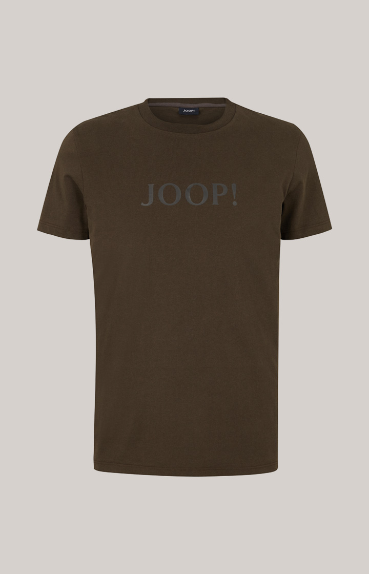 Loungewear T-Shirt in Dunkelgrün-Braun