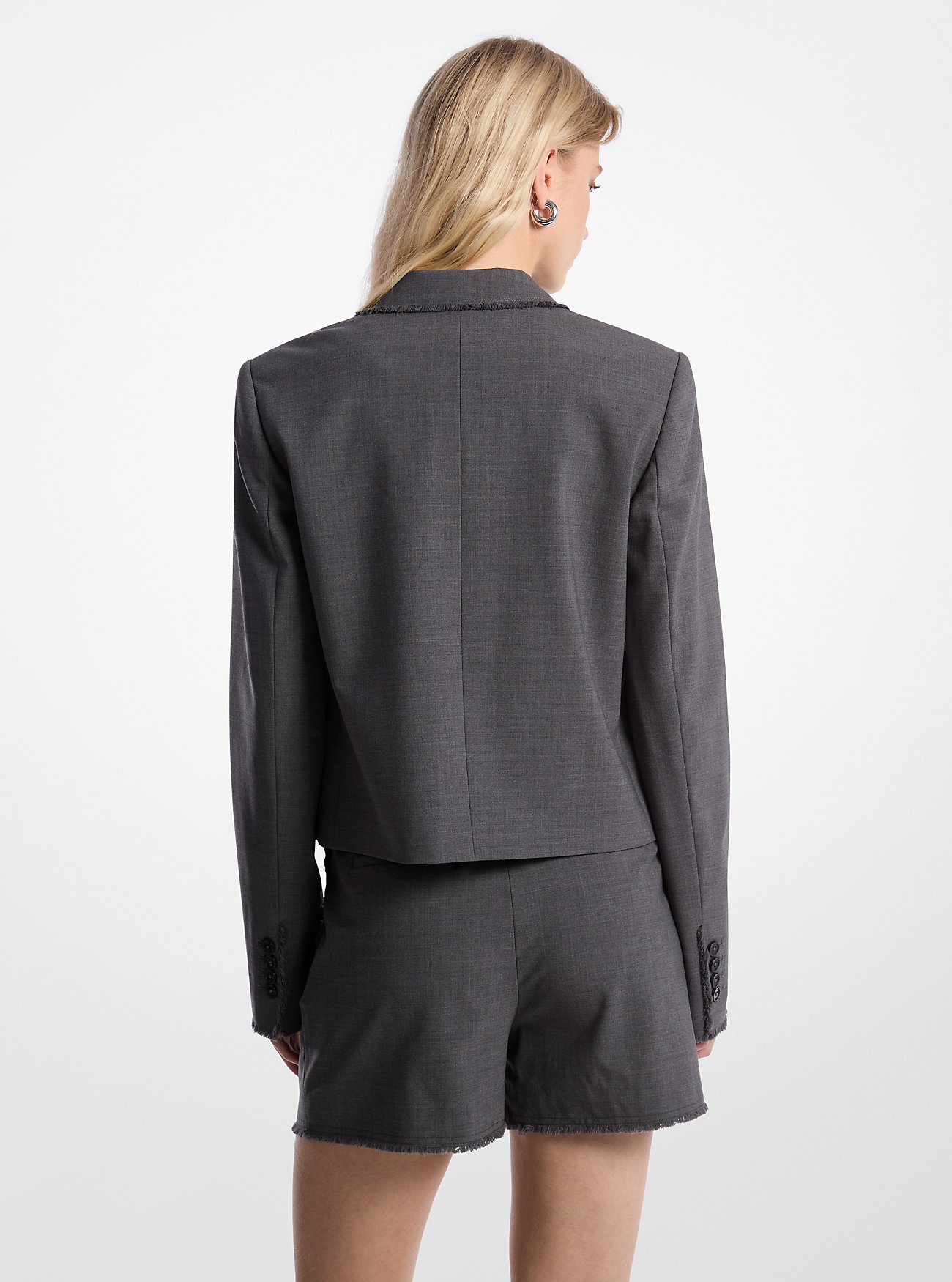 Frynsete stretch-blazer i tropisk ull – DERBY HEATHER