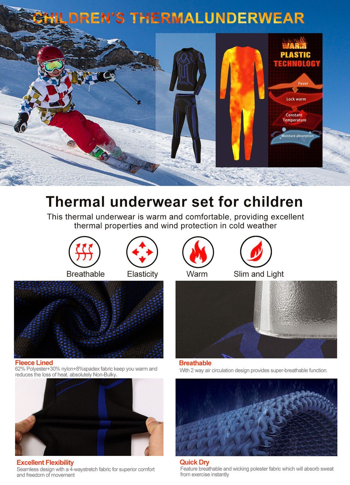 MEETYOO Thermounterhemd Kinder Thermounterwäsche (Funktionswäsche Set, Skiunterwäsche Jungen Sportunterwäsche) Atmungsaktiv Sport Fußball