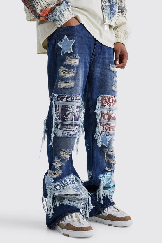 Lockere Schlagjeans mit Applikation