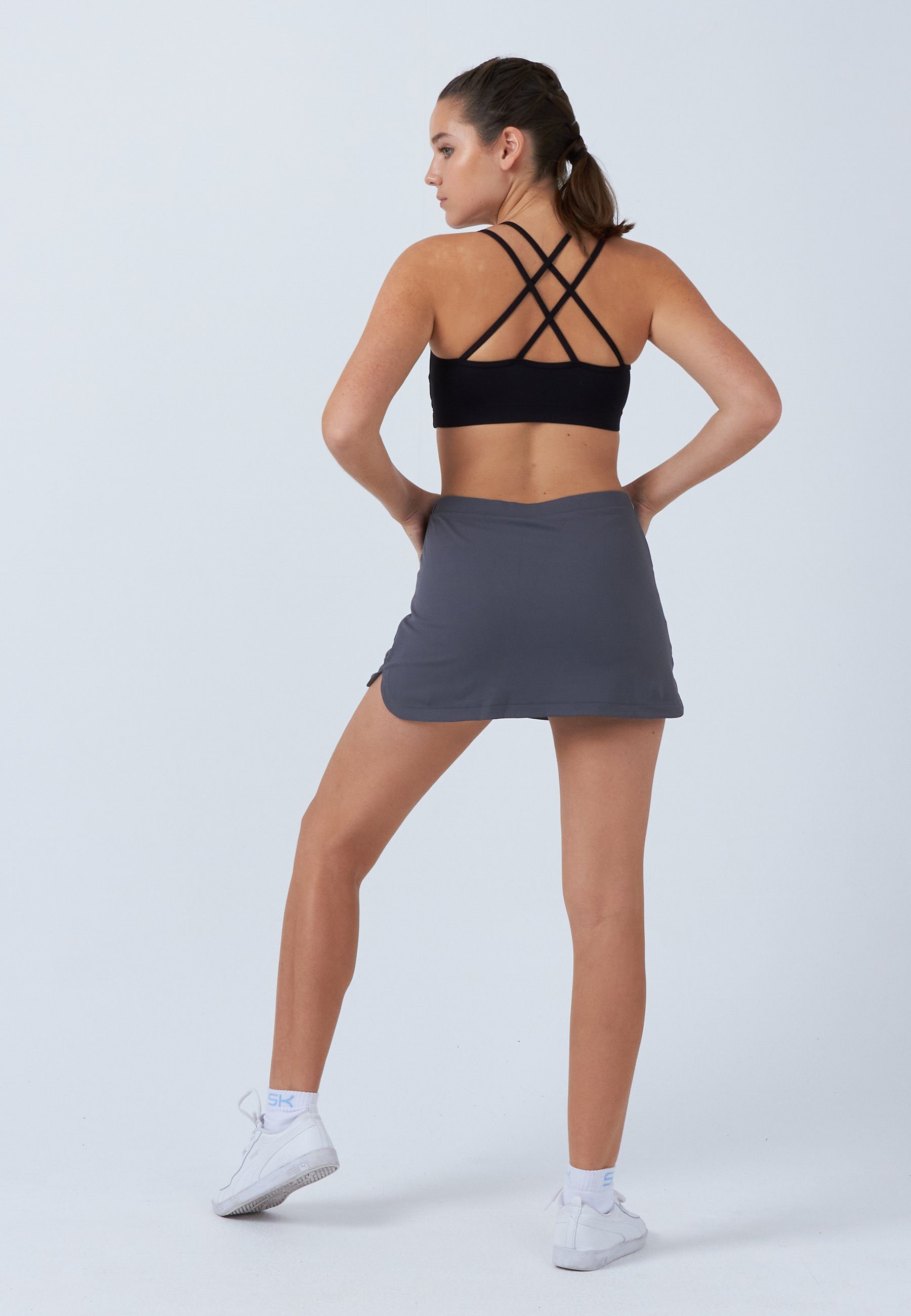 SPORTKIND Tennisrock Classic Tennis Skort mit Taschen Mädchen & Damen grau