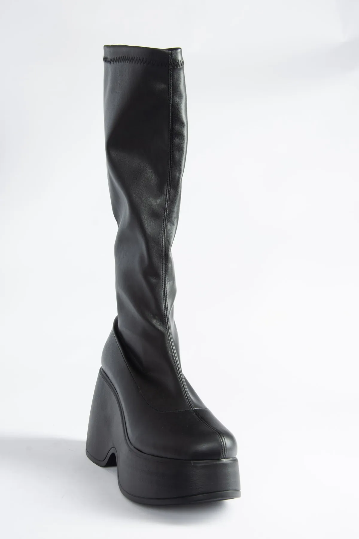 Fox Shoes  Schwarze Stretch-Damenstiefel mit Keilabsatz N973444409
