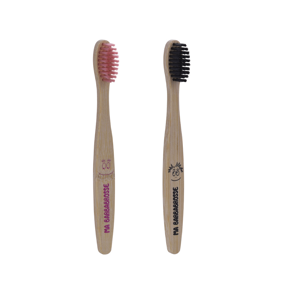 takecare Set de 2 brosses à dents enfant en bambou Barbapapa BROSSE A DENTS