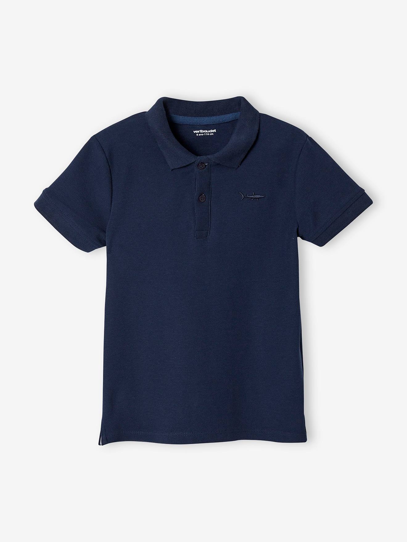 Polo manches courtes broderie poitrine garçon jaune pastel