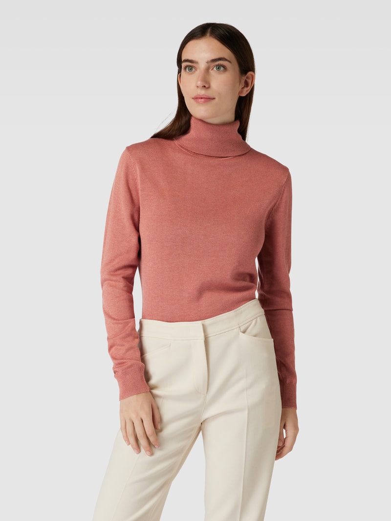Strickpullover mit Rollkragen in rosé meliert