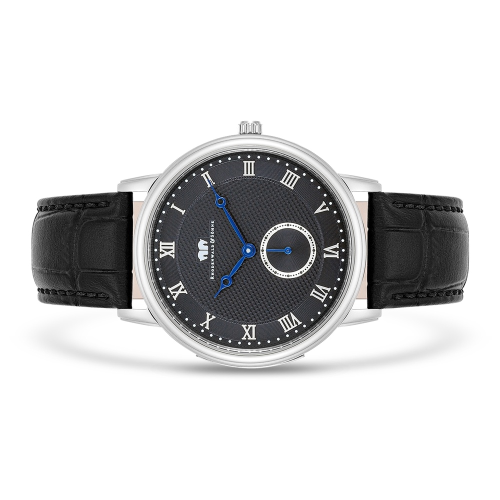 Rhodenwald & Söhne Montre à quartz Moonlight en Argent Cuir véritable en Noir Montre