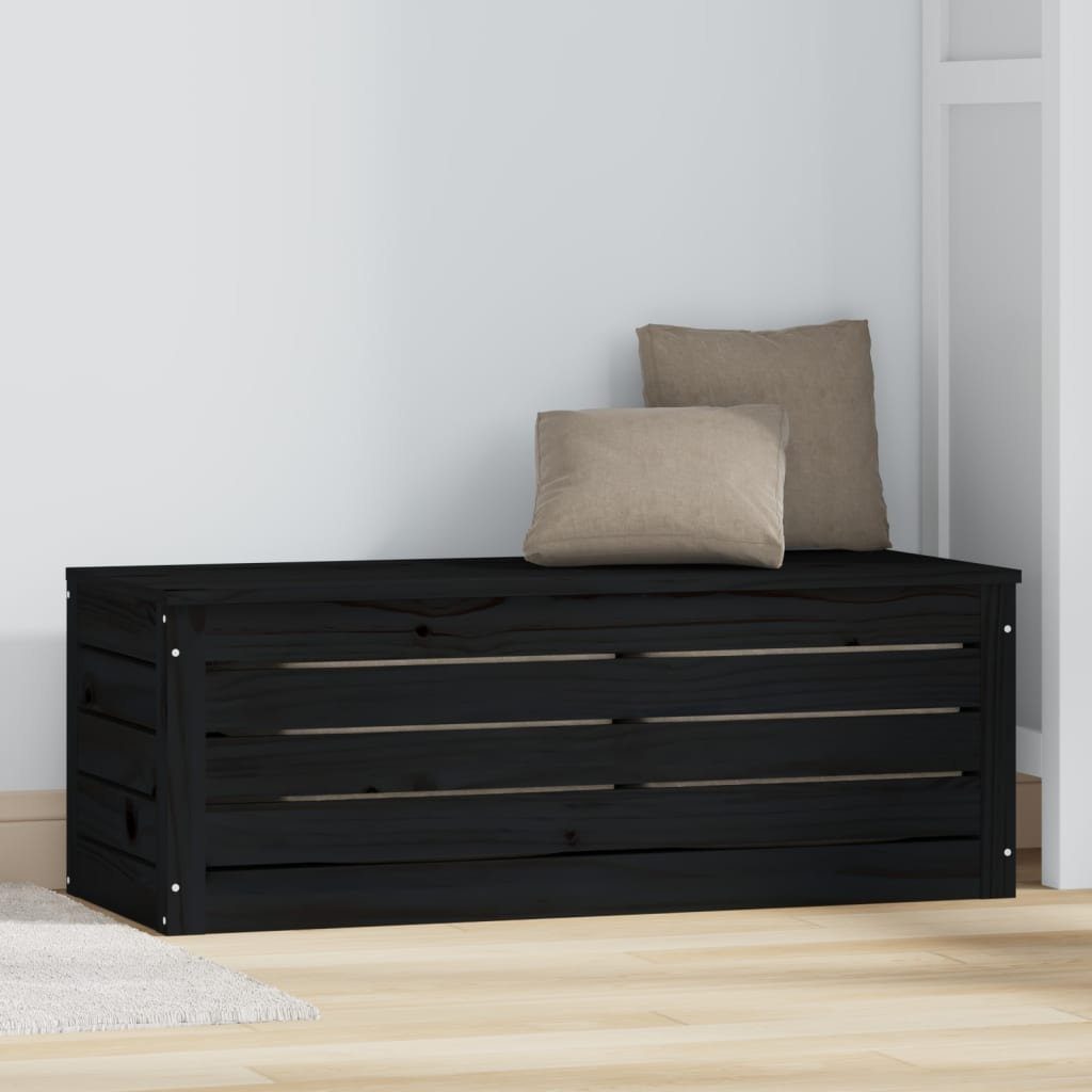 vidaXL Kleiderschrank Truhe Schwarz 89x36,5x33 cm Massivholz Kiefer (1-St)