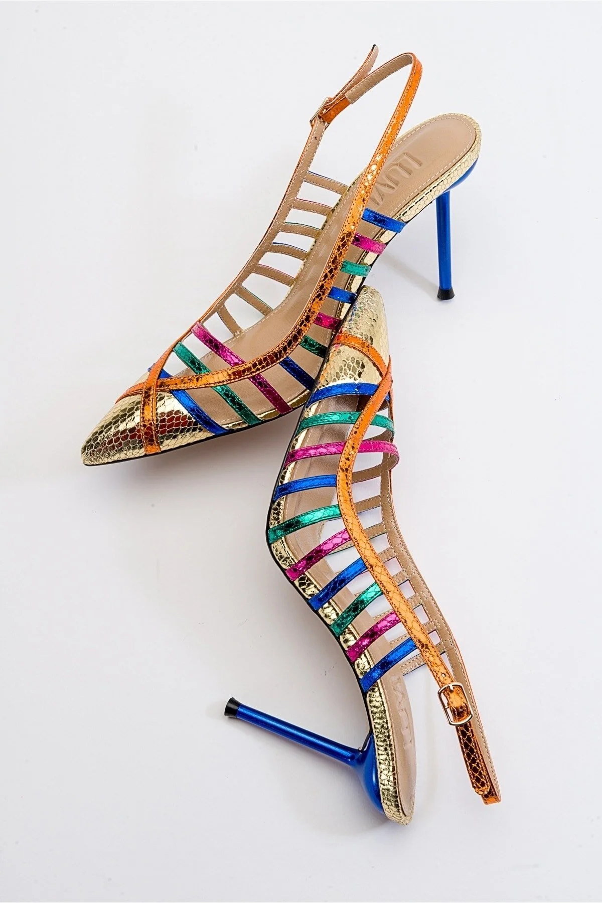 LuviShoes  Gesto Gold Multi Damen-Schuhe mit hohen Absätzen