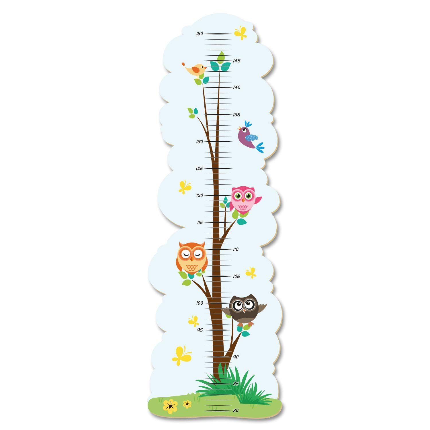 Kreative Feder Messlatte „Eule & Baum“ für Kinder, Messlatte fürs Kinderzimmer im Norwegian Style; Messbereich 80–150 cm