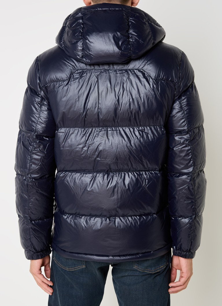 Jaqueta puffer Ralph Lauren com enchimento de plumas e capuz removível.