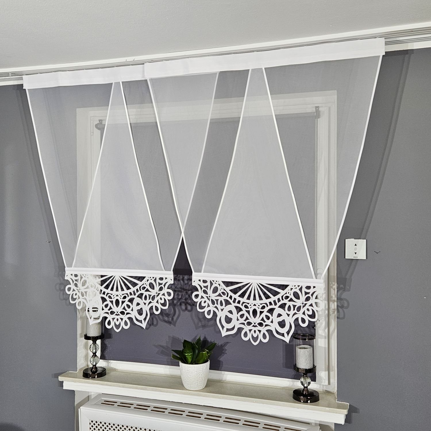 Schiebegardine 2er V Panel Voile Klassik, Gardinen by Justyna, Kräuselband (2 St), transparent, Moder, Panelgardine, Paneele, Fertiggardine, Scheibengardine, Fensterdeko