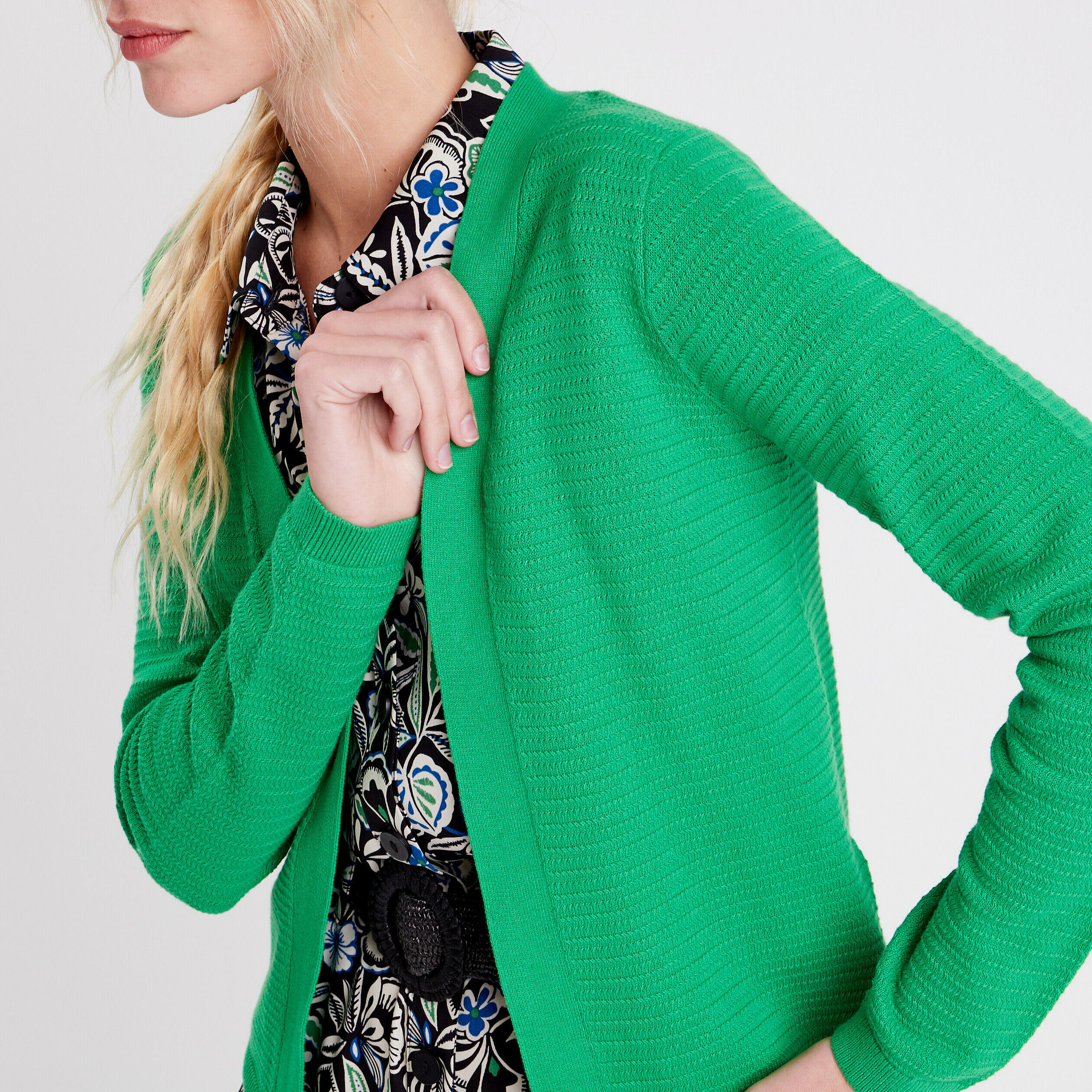 Gilet manches longues vert femme | Cache Cache