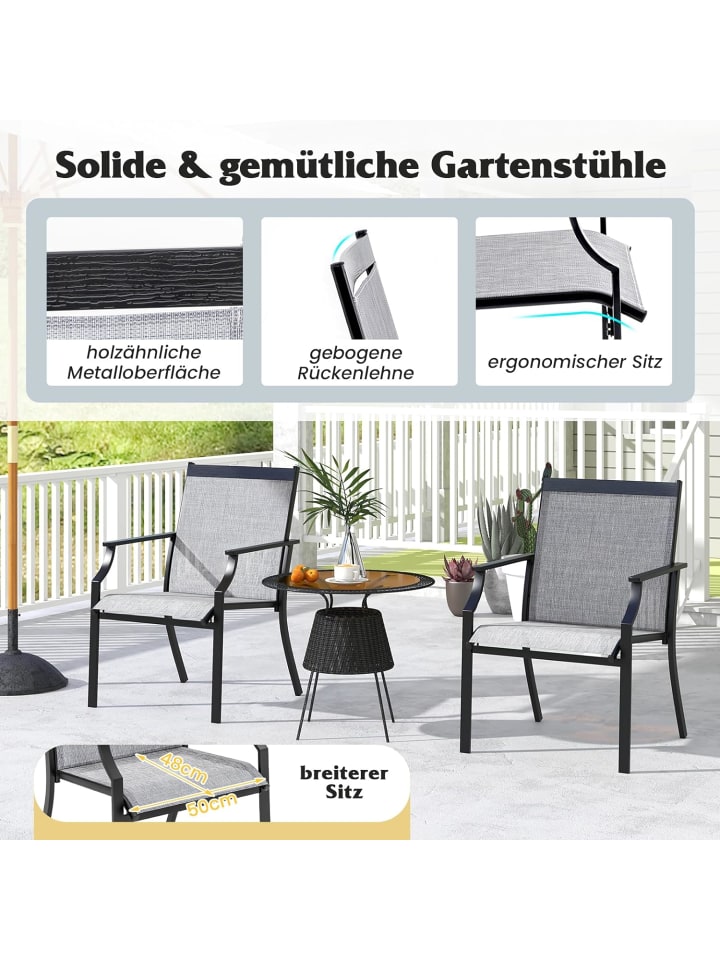 COSTWAY 2er Set Gartenstühle in Grau günstig kaufen onesize