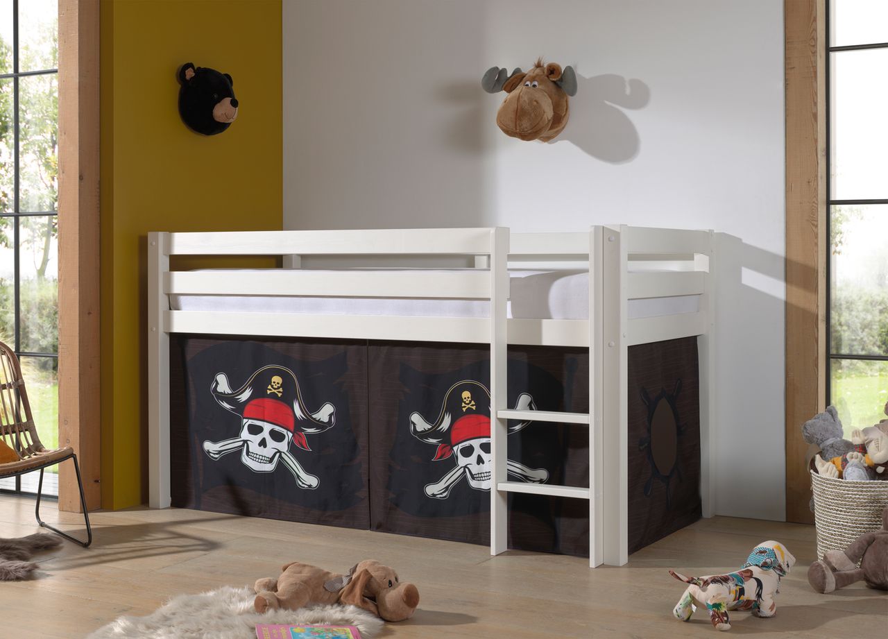 VIPACK Halbhohes Bett PINO, mit Textilset 