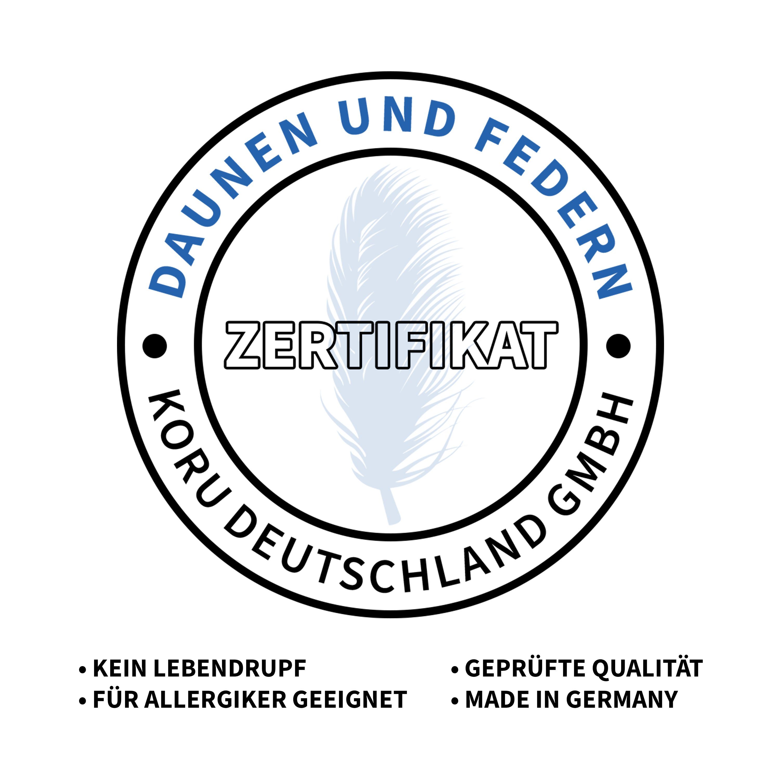 Federkopfkissen Kopfkissen Superior, Koru Style, Füllung: 80% halbweiße neue Landfedern und 20% Landdaunen, Bezug: 100% Baumwolle, aus Deutschland, tolles Preis-Leistungs-Verhältnis, Stützkraft Medium