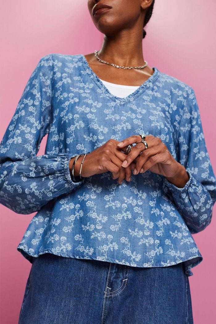 Gemusterte Chambray-Bluse, TENCEL™