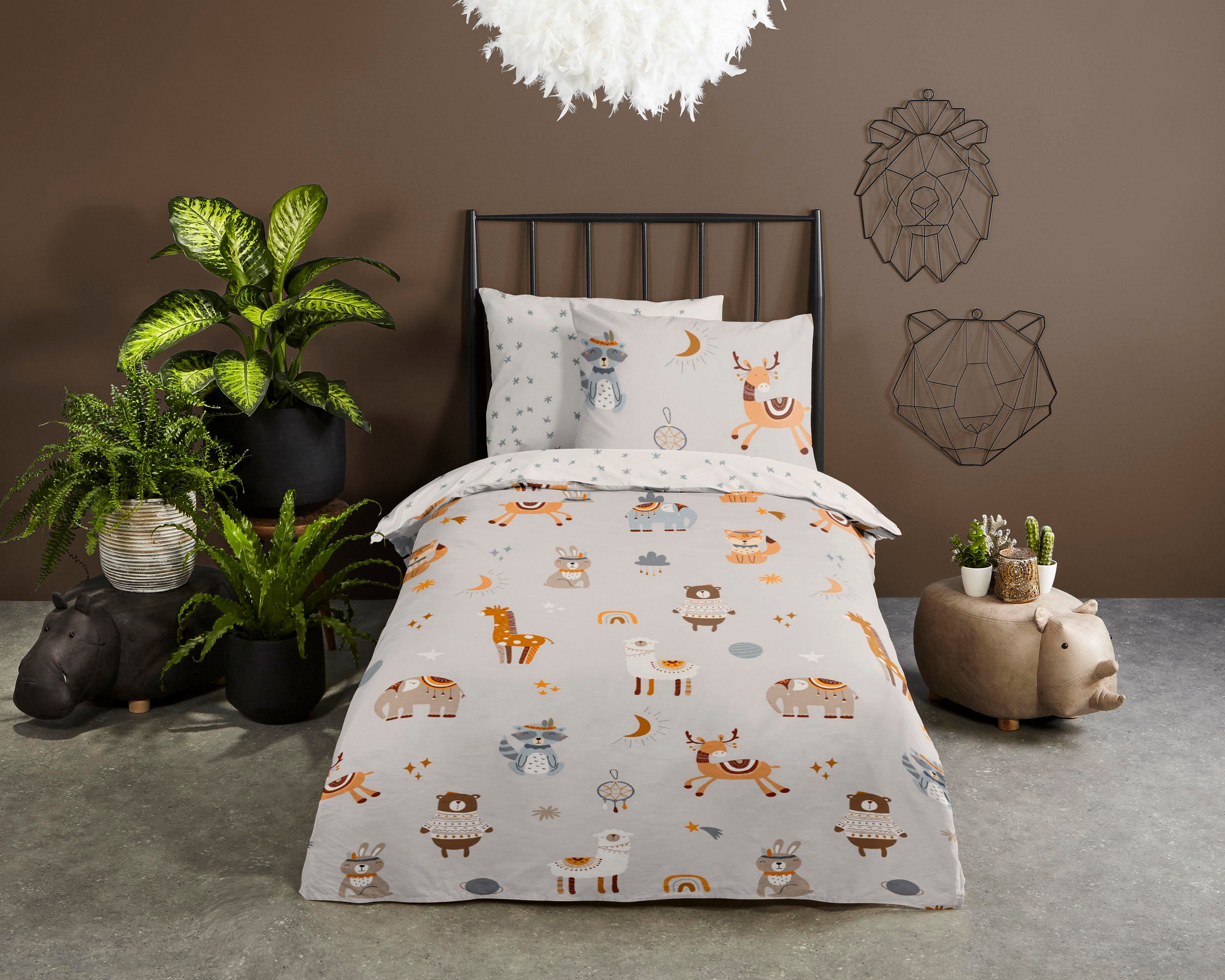 Babybettwäsche Woody, good morning, Renforcé, 2 teilig, 100% Baumwolle