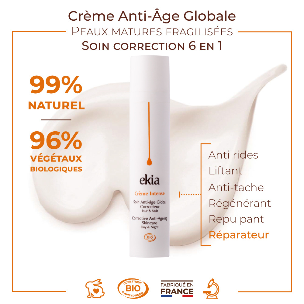 ekia Crème Intense Crème correction 6 en 1 -Anti-âge global - Certifiée bio