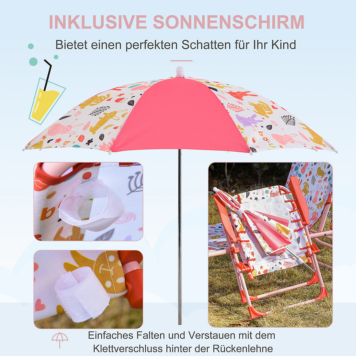Kinder-Campingstuhl mit Sonnenschirm