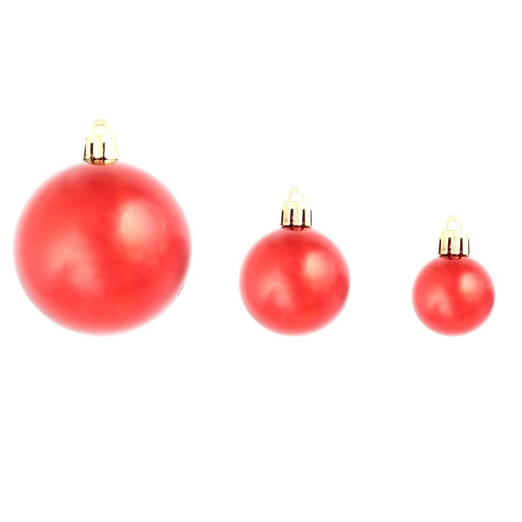 vidaXL Christbaumschmuck 100-tlg. Weihnachtskugel-Set 3/4/6 cm Rot (100-tlg)