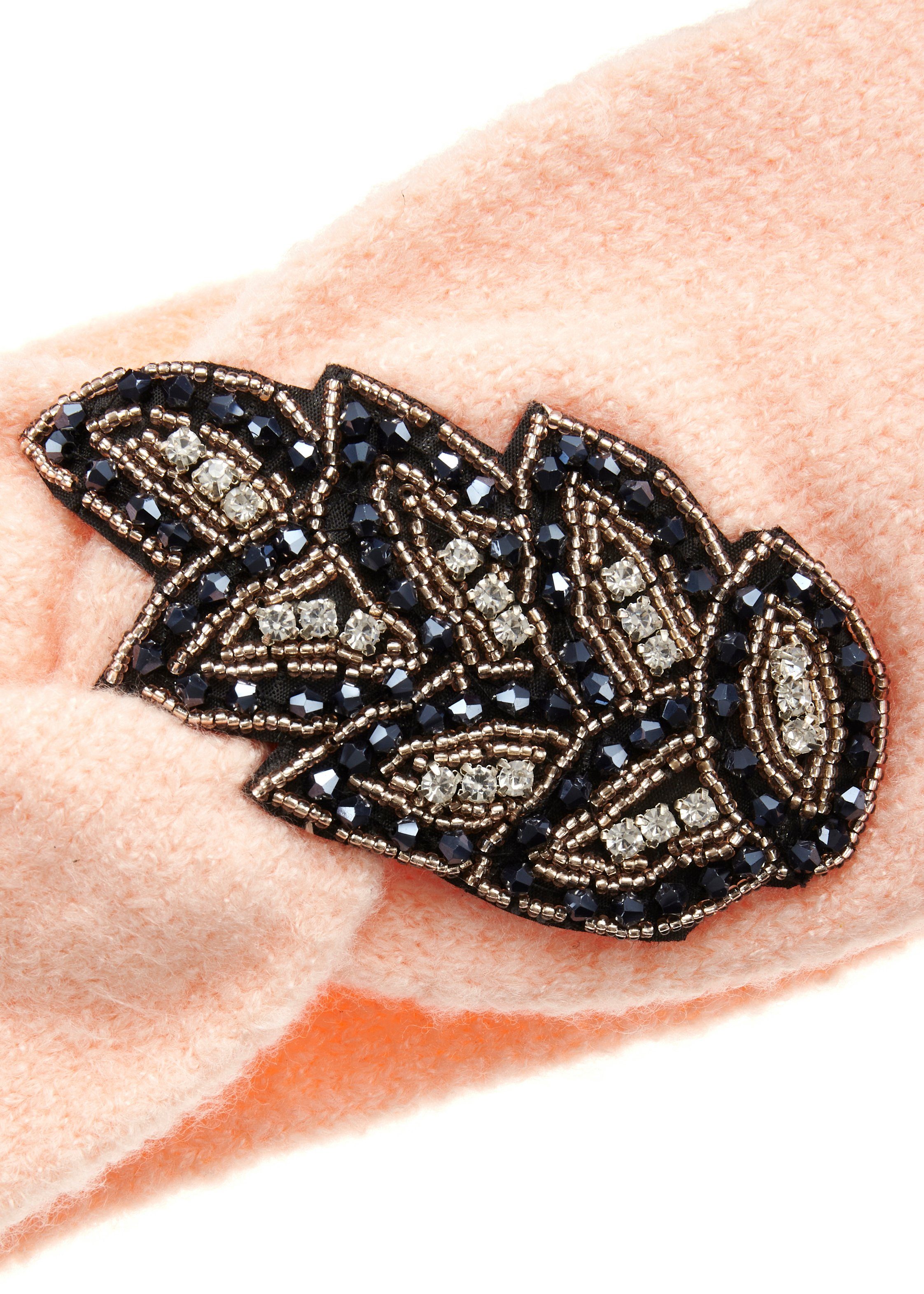 LASCANA Stirnband Strickstirnband mit Perlen Applikation und Knoten, Haarband, Kopfband
