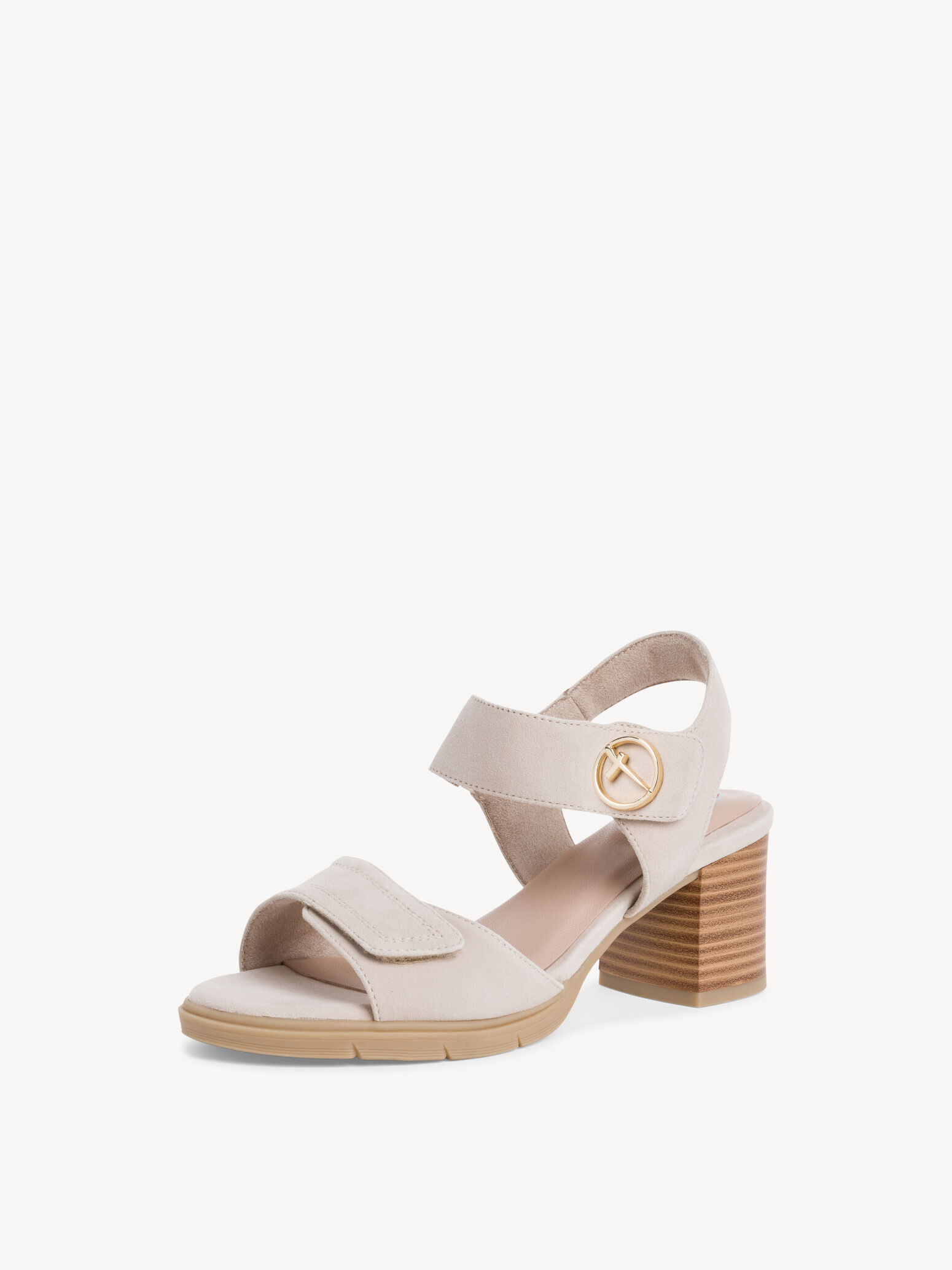 Sandale à talon en cuir - beige