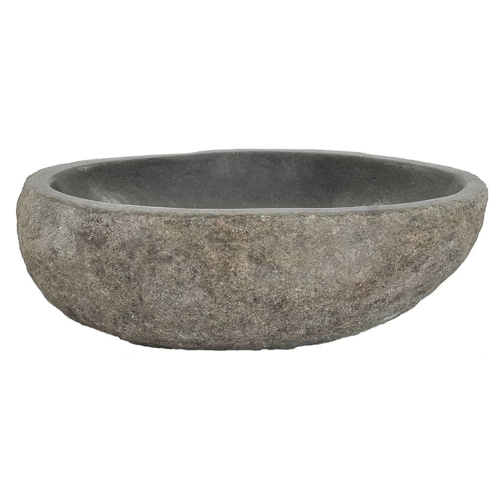 vidaXL Waschbecken Waschbecken Flussstein Oval 30 cm x 12 cm x 31 cm braun