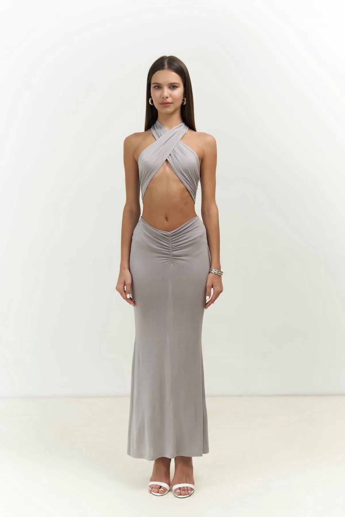 MAİ COLLECTİON  Jolie – Graues, kurzes Rock-Set
