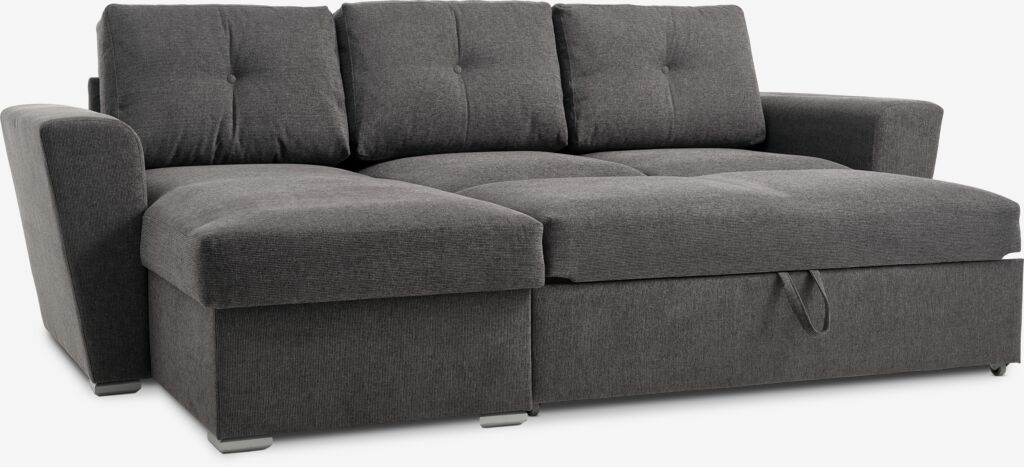 VEJLBY Sofa rozkładana z szezlongiem VEJLBY ciemnoszara tkanina