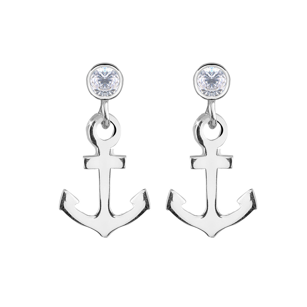 Elli Elli Boucles d'Oreilles Anker Zirkonia Funkelnd Maritim Trend 925 Silber Boucles d'oreilles