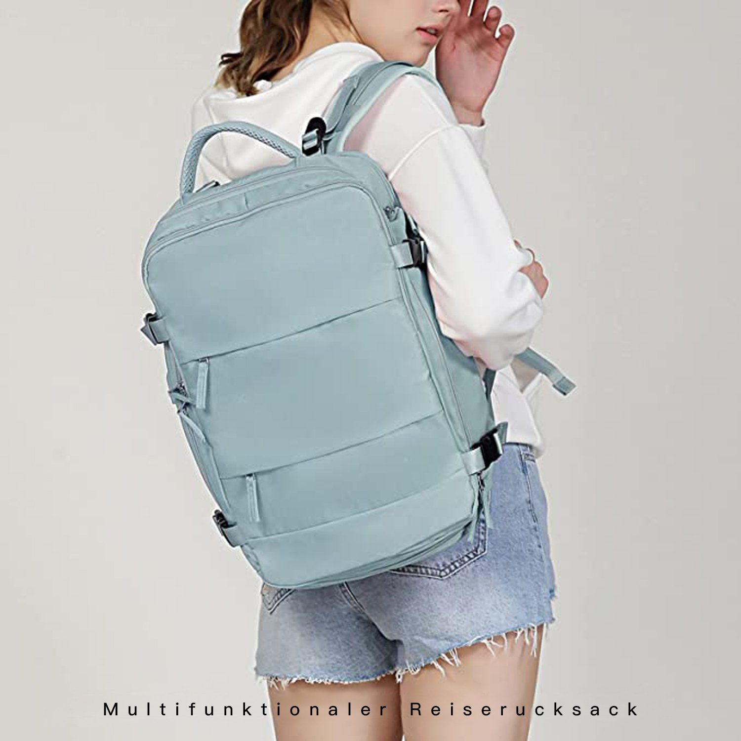 Vicbuy Reiserucksack 45L Supergroßer Handgepäck mit USB-Ladeanschluss, für 14 Zoll Laptop (mit Schulfach, Wasserdicht Wandern Outdoor-Sport Lässiger Tagesrucksack Schultasche), Rucksack Herren Damen Reiserucksack, Flugzeug genehmigt