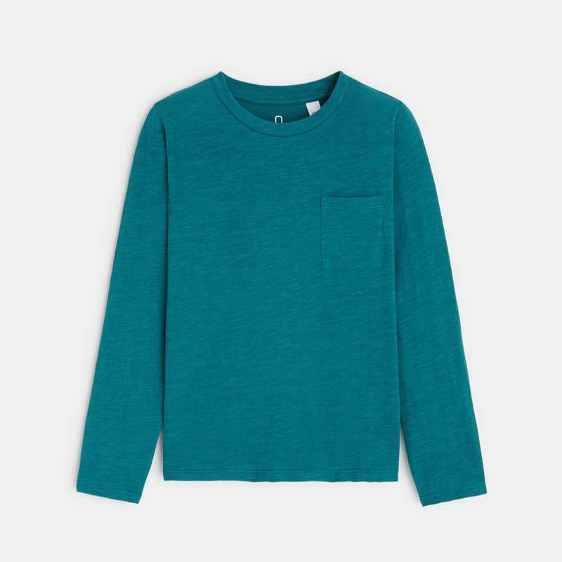 T-shirt uni en coton turquoise garçon