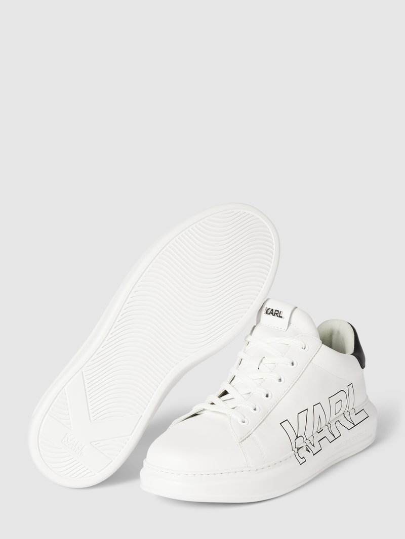 Sneaker aus Leder mit Label-Print in weiß