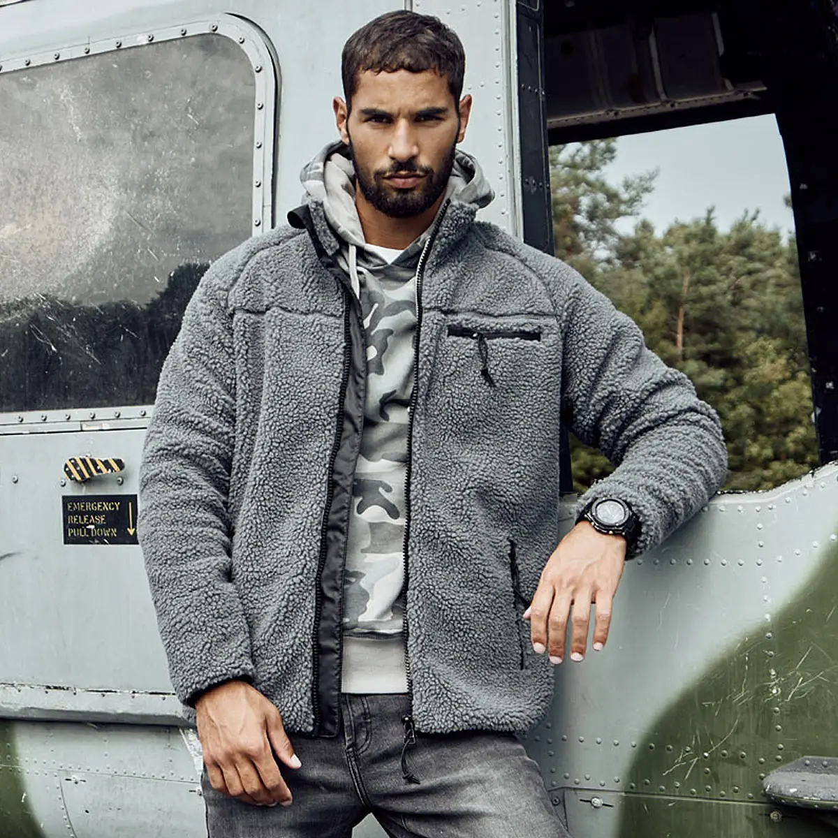 Teddyfleece Jacke anthrazit