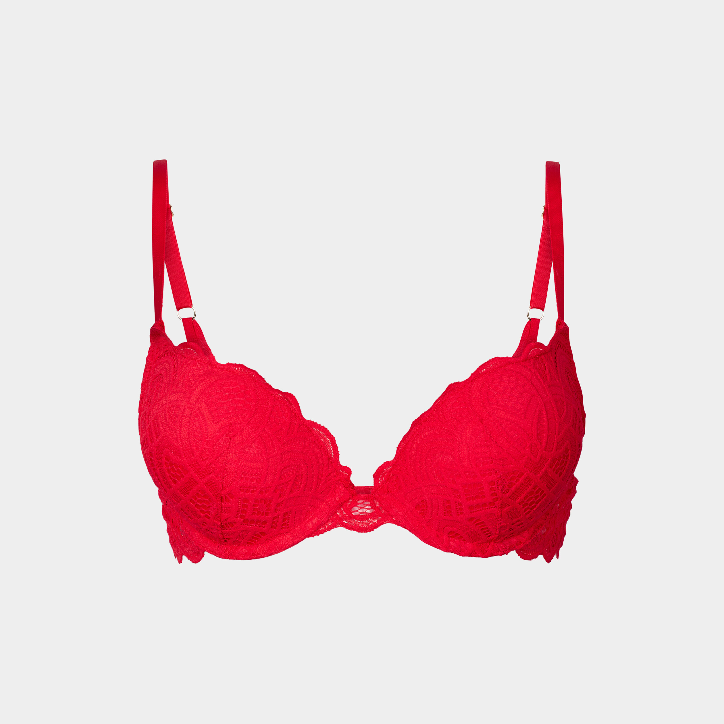 Soutien-gorge push-up dentelle padded rose framboise femme | La Halle