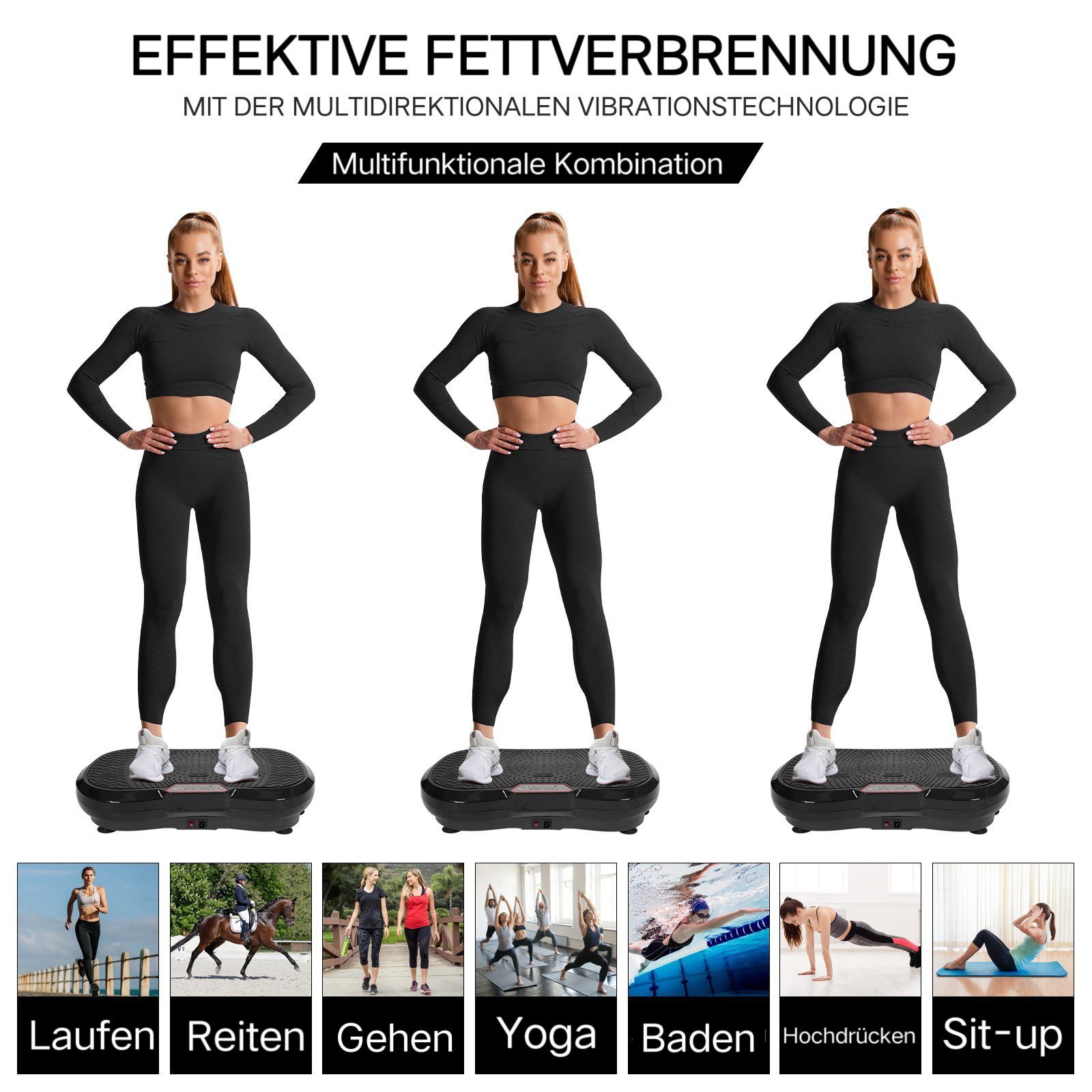 TLGREEN Vibrationsplatte, 120 Intensitätsstufen, (Ganzkörpertraining zu Hause, Body Shaping Muskel Bauen), mit Ultra leisem Motor Fernbedienung