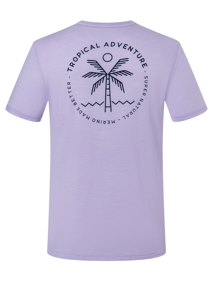 super.natural Merino T-Shirt M TROPICAL ADVENTURE TEE in lila günstig kaufen XXL