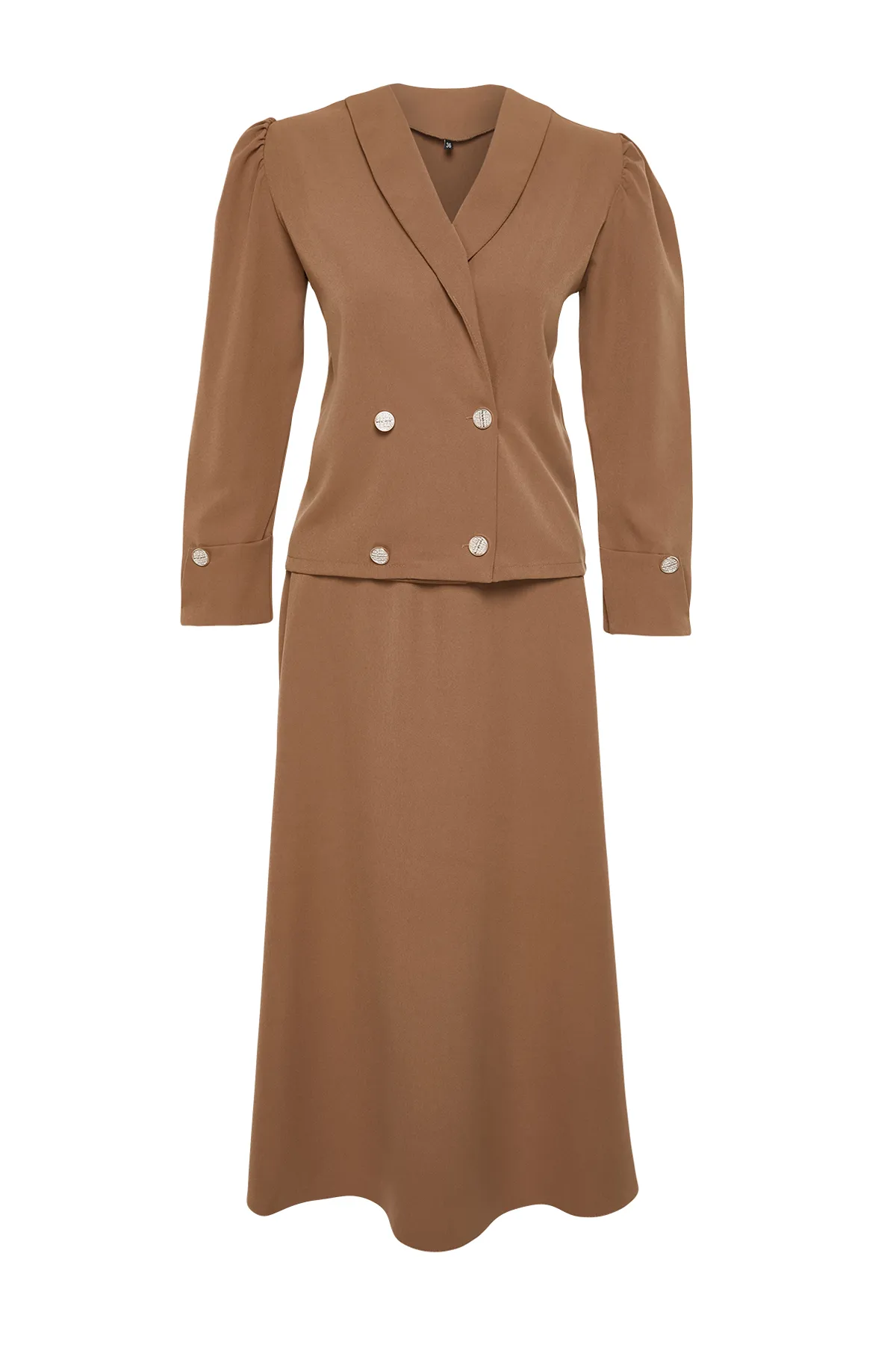 Trendyol Modest  Set aus Jacke, Rock, Oberteil und Unterteil aus gewebtem Nerzstoff TCTSS24US00063