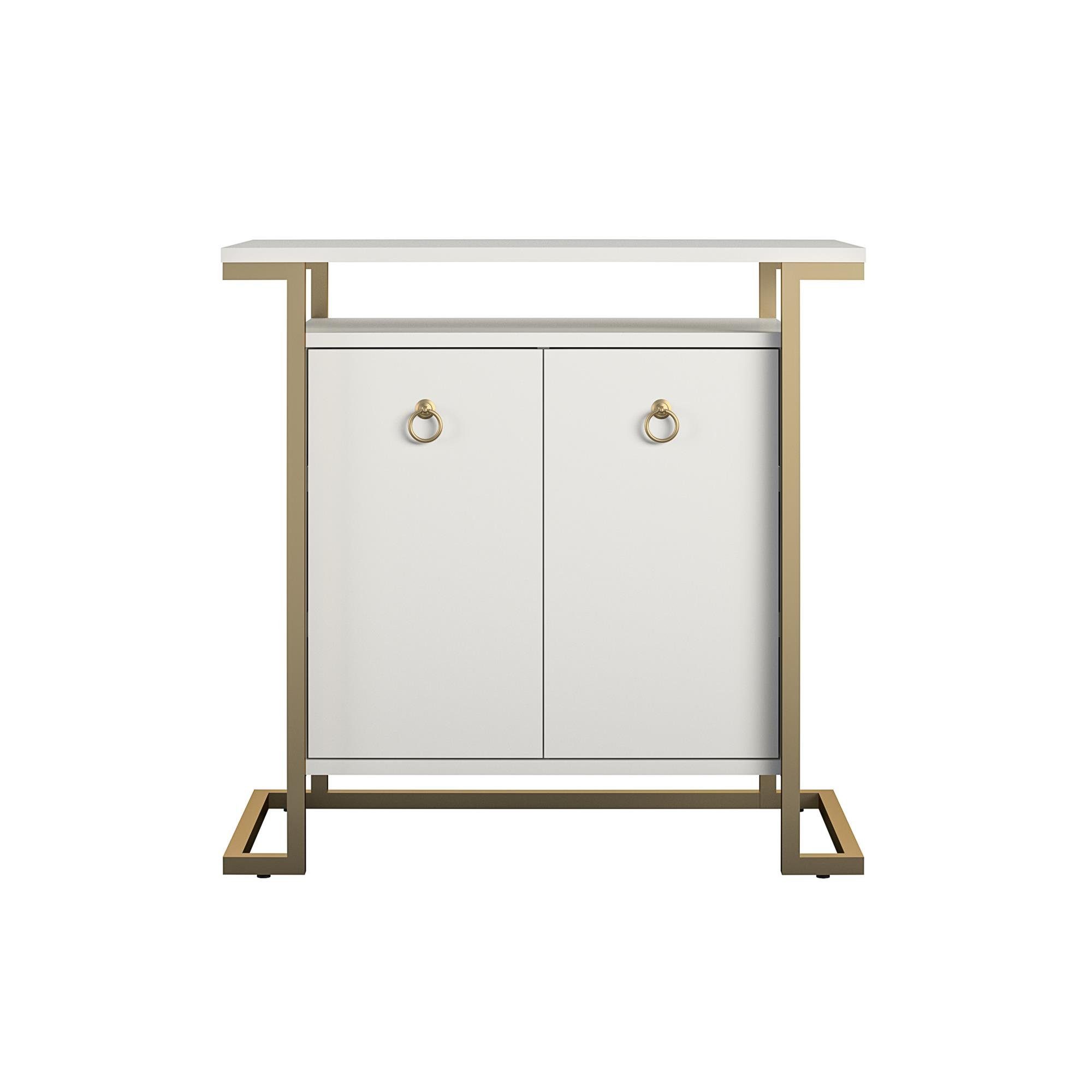 loft24 Barschrank Camila 2 Türen, Metallgestell in messingfarben, Breite 80 cm