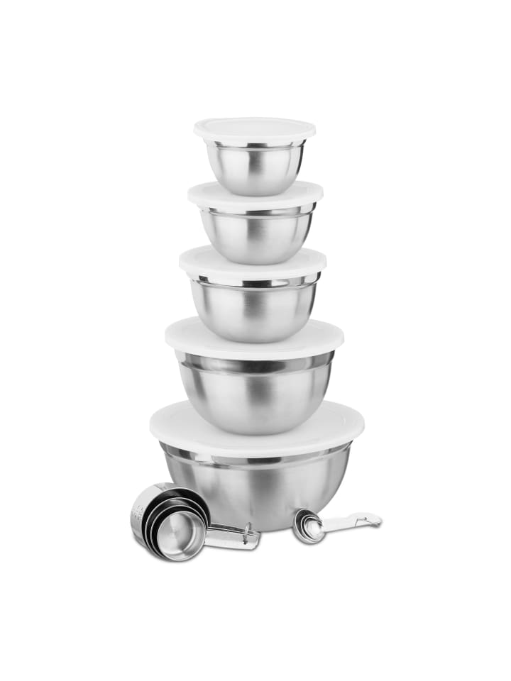 relaxdays Küchen-Set 18 teilig in Silber/Weiß günstig kaufen onesize
