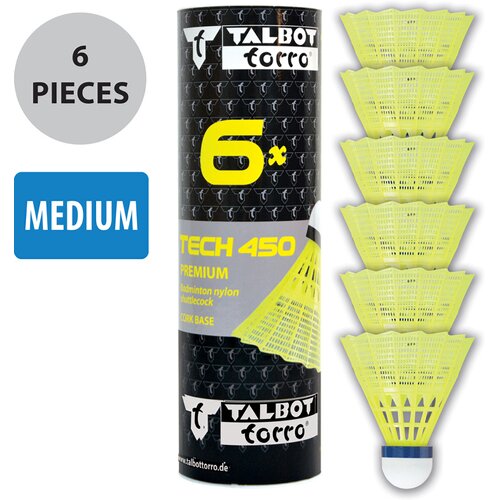 TALBOT-TORRO BADMINTONBALL TECH 450, PREMIUM NYLONFEDERBALL, 6ER DOSE