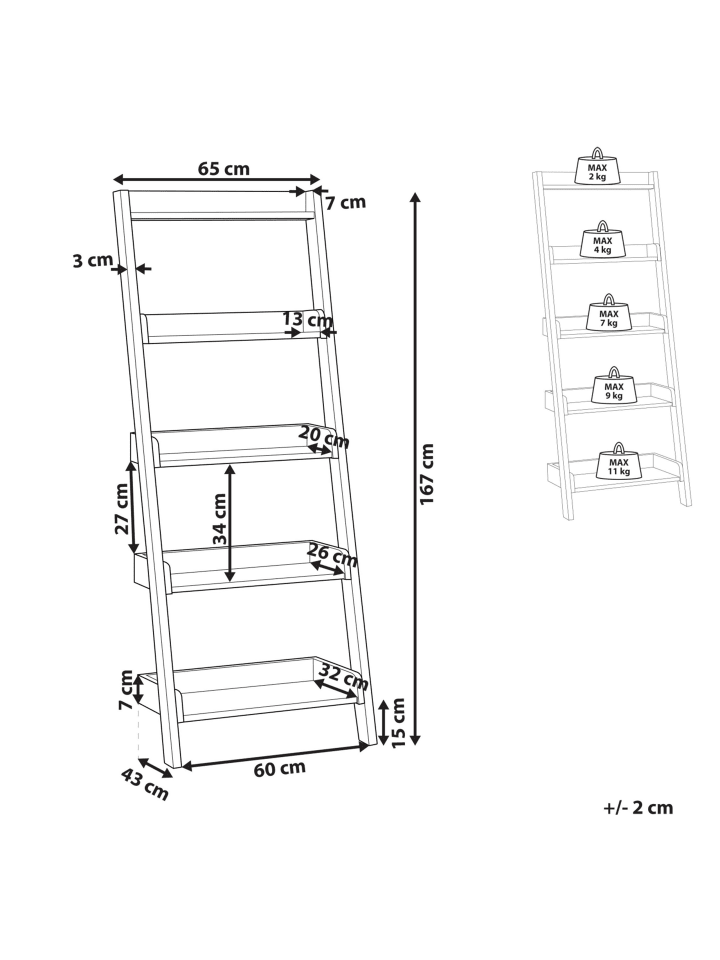 Beliani Bücherregal MOBILE TRIO in Dunkler Holzfarbton - (W) 65 x (H) 167 x (L) 43 cm günstig kaufen onesize