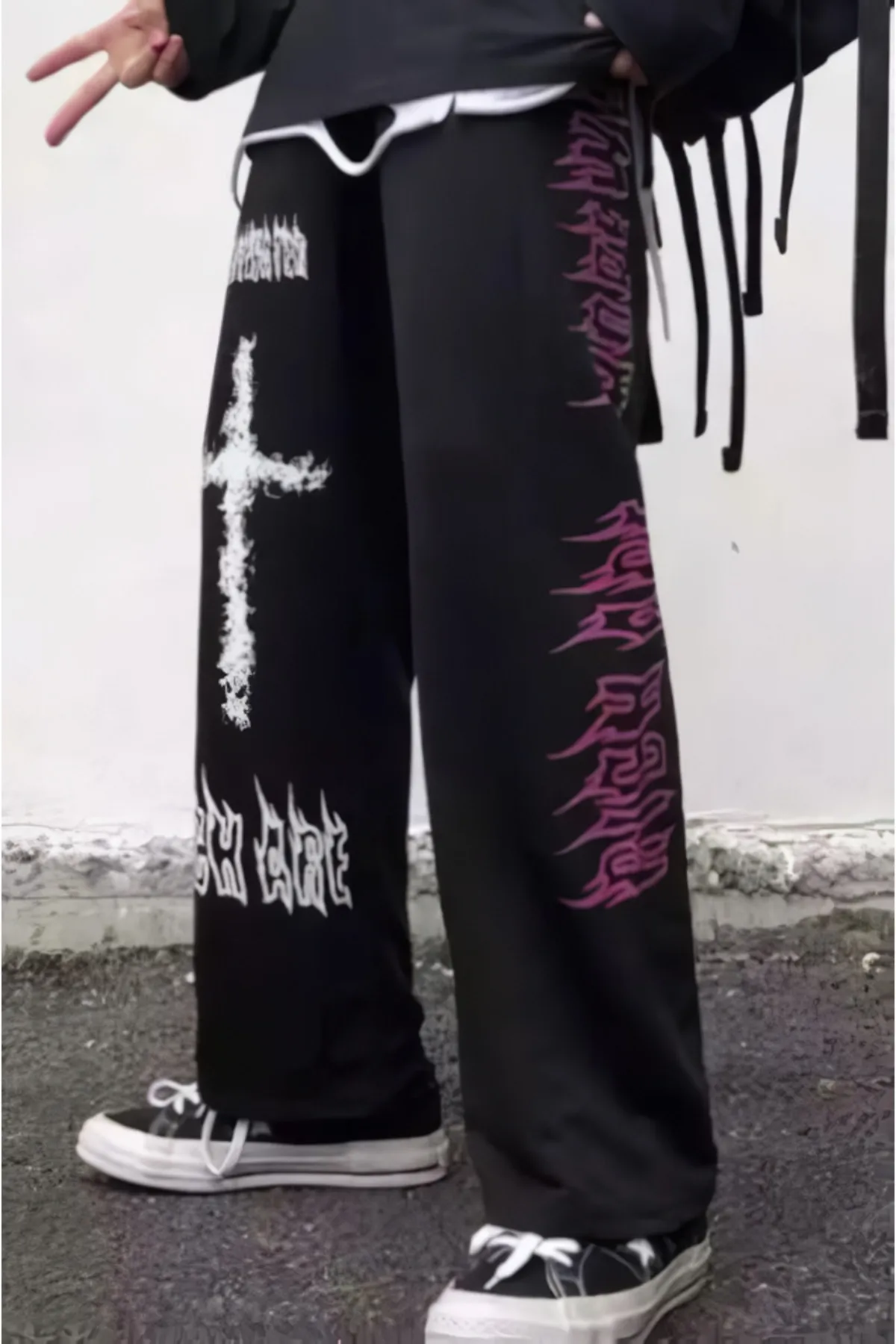 EFBUTİK  Schwarze Hope Water Cross-Jogginghose mit weitem Bein