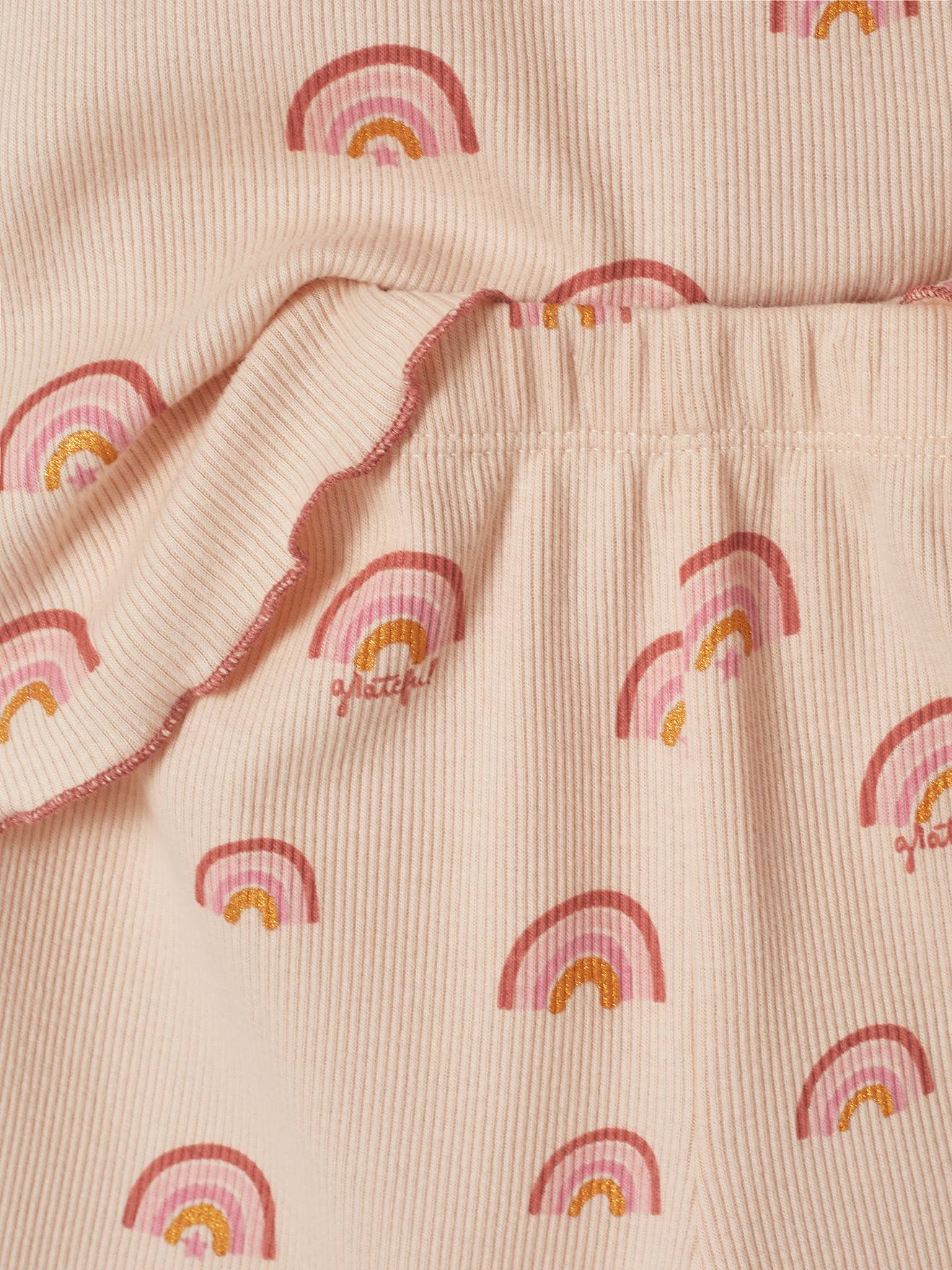 Lot de 2 pyjashorts fille imprimés en maille côtelée rose poudré