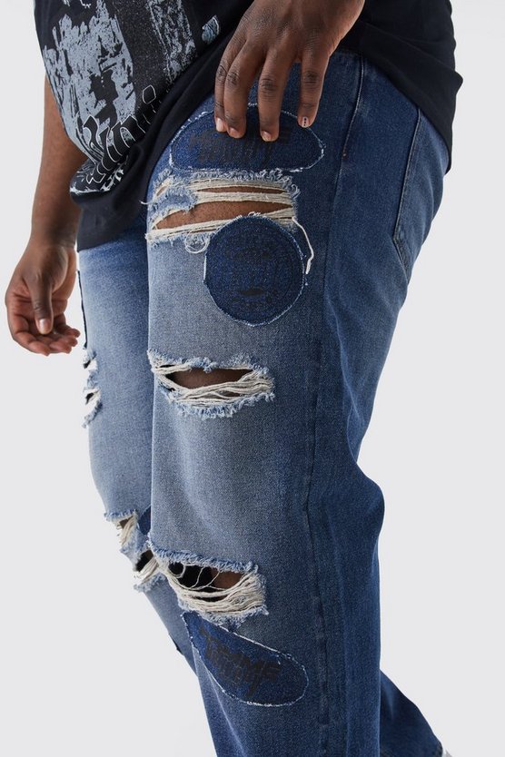 Plus lockere zerrissene Jeans mit Applikation