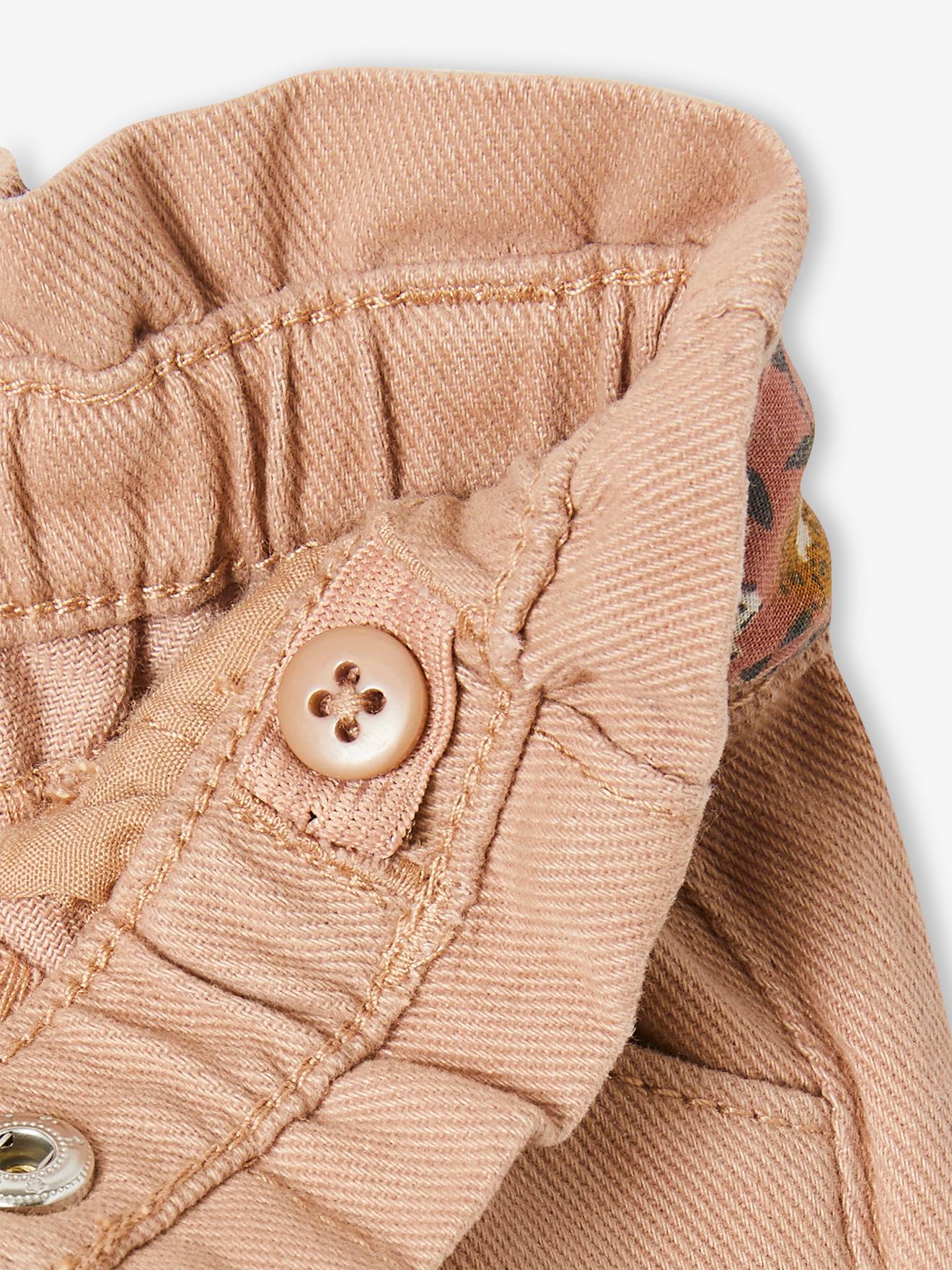 Short bébé taille élastiquée avec ceinture en tissu beige