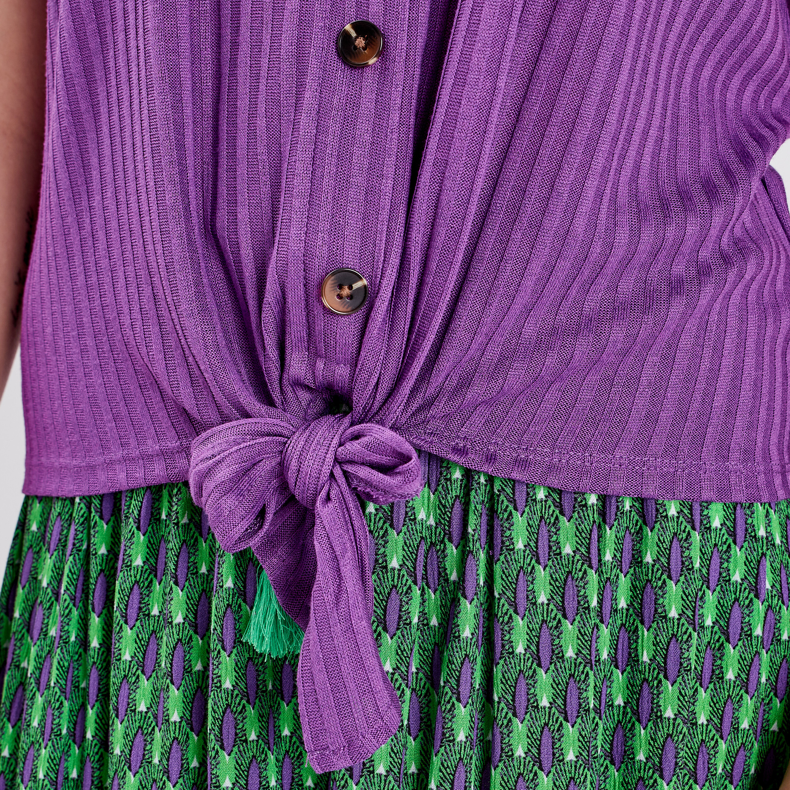 T-shirt manches courtes avec noeud violet femme | La Halle