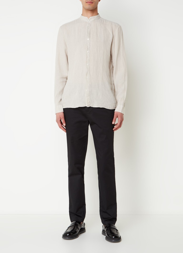 Lanena srajca HUGO BOSS Elvory slim fit z žepom na prsih