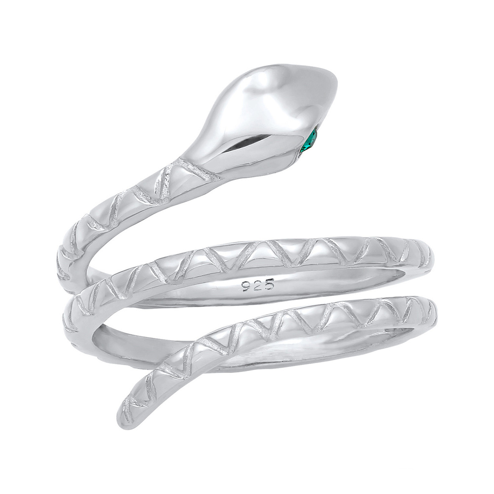Elli Elli Bague Femmes Serpent Pinky Moderne avec Cristaux en Argent Sterling 925 Plaq Bague