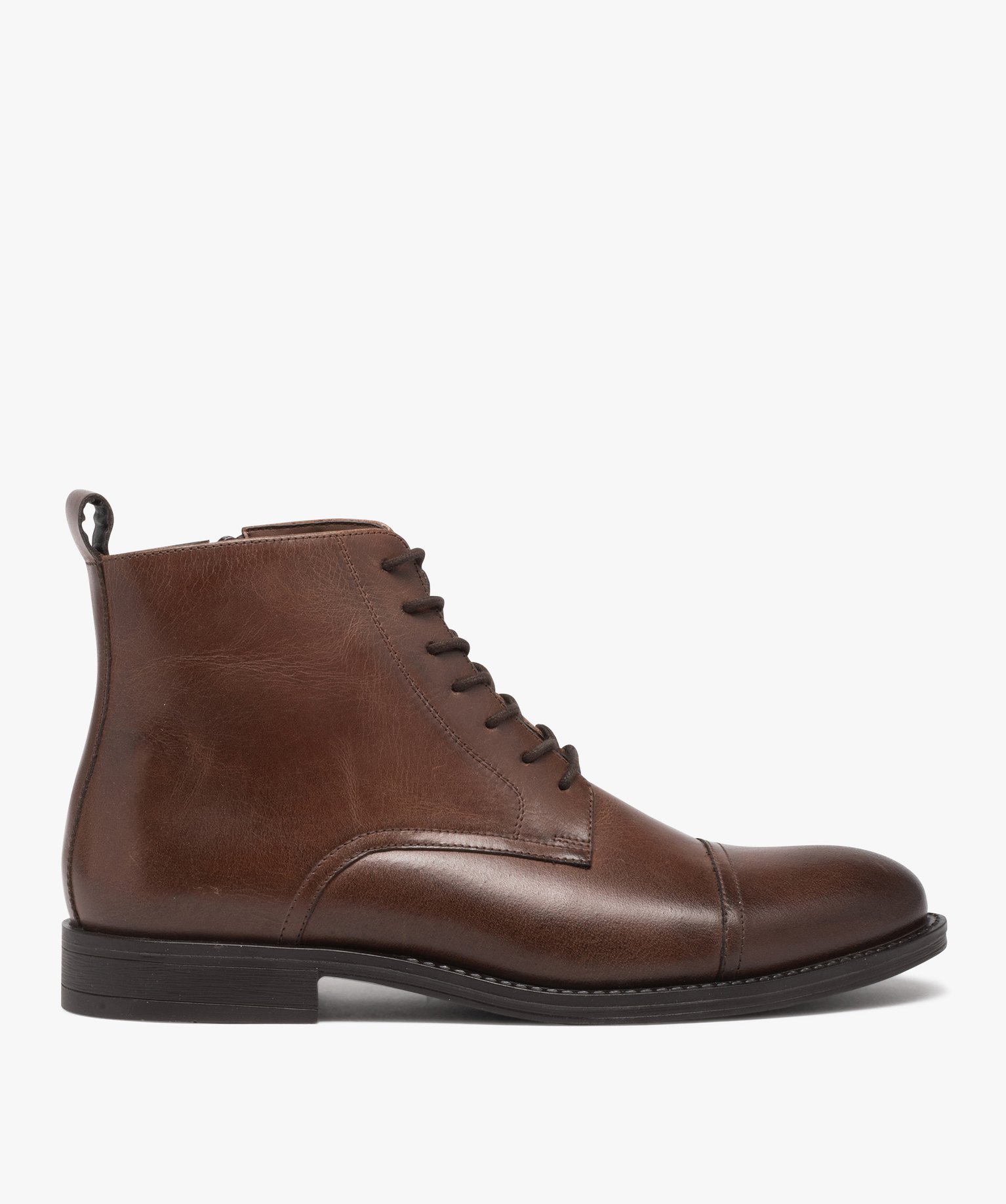 Boots homme dessus en cuir uni à bout surpiqué - Taneo marron | GEMO